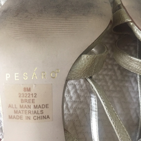 Presaro champagne gold strappy heels sandals sz8M - Picture 6 of 7